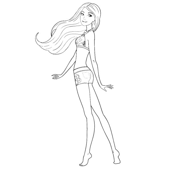 Раскраски для девочек Барби в полный рост