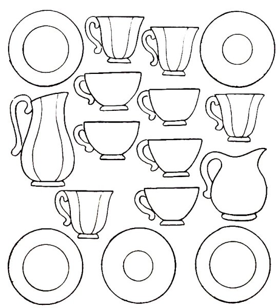 Посуда. Раскраска