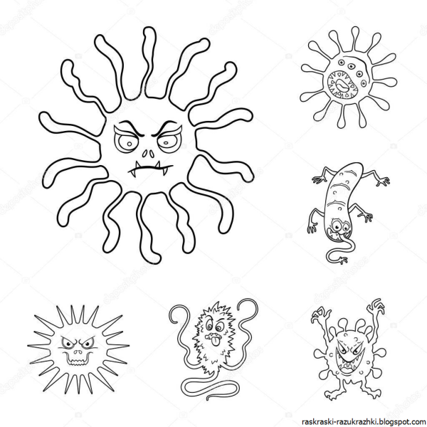 Раскраски вирусы и бактерии