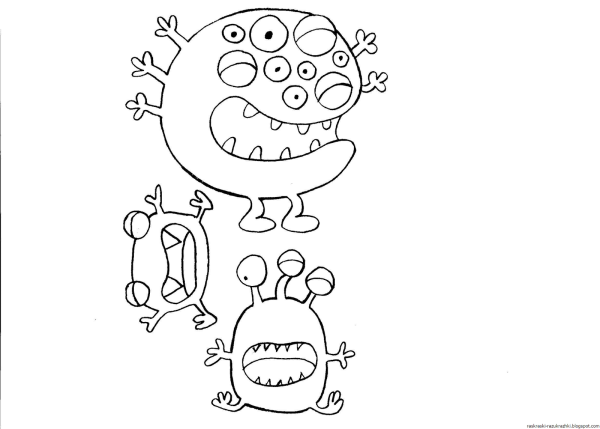 Раскраска микробы и бактерии