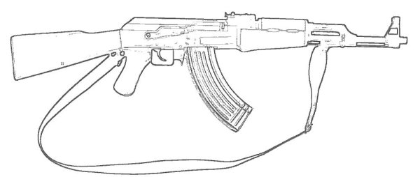 Раскраска автомат АК 47