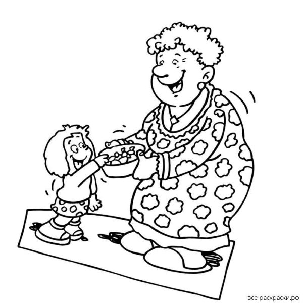 Бабушка раскраска для детей