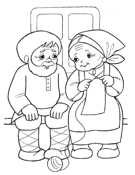 Бабушка рисунок раскраска