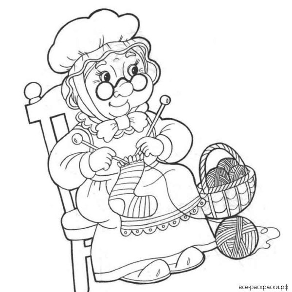 Бабушка раскраска для детей