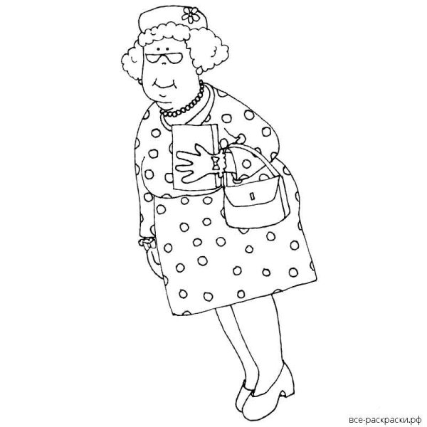 Картинка бабушка раскраска