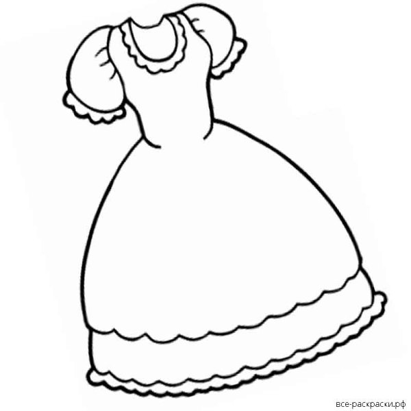 Платье раскраска для детей