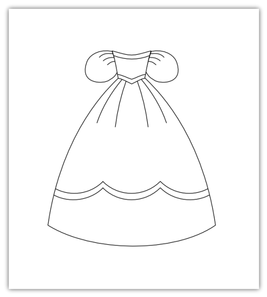 Платье раскраска для детей