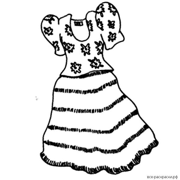 Силуэт платья для раскрашивания