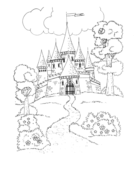 Сказочный замок раскраска