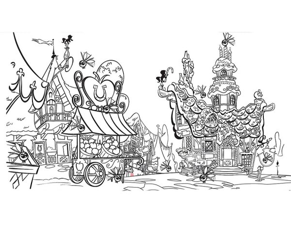 Сказочный город раскраска