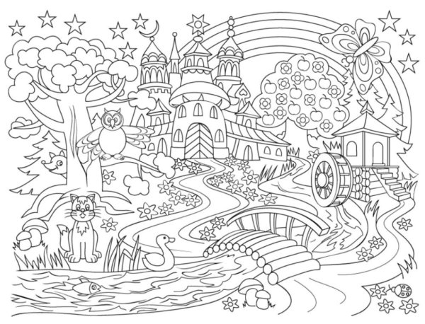 Волшебный город раскраска