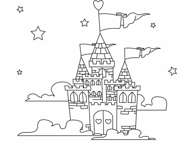 Раскраска сказочный дворец для детей