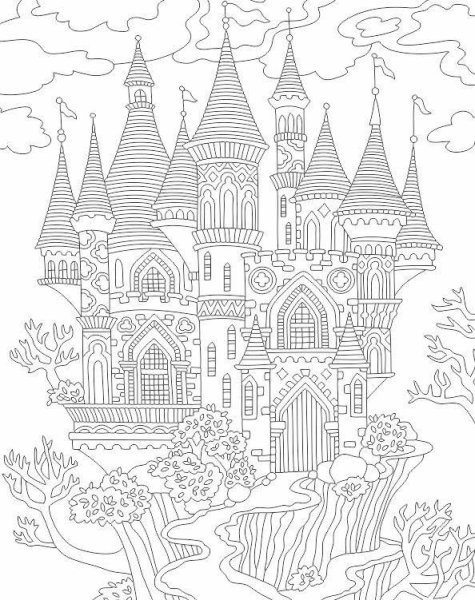 Раскраски замки и дворцы сложные
