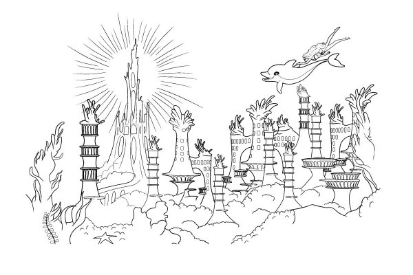 Подводное царство раскраска