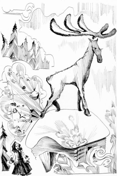 Раскраска олень новогодний