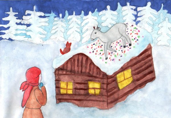 Раскраска дед Мороз с оленями