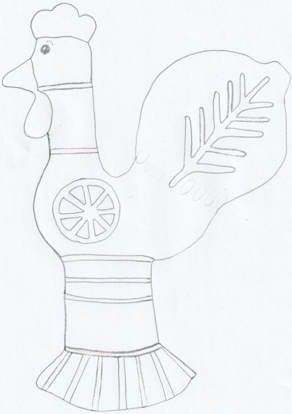 Филимоновская игрушка петушок контур