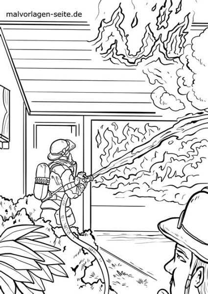 Раскраска пожарный