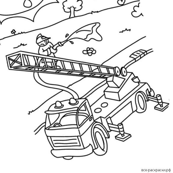 Раскраска пожарный для детей