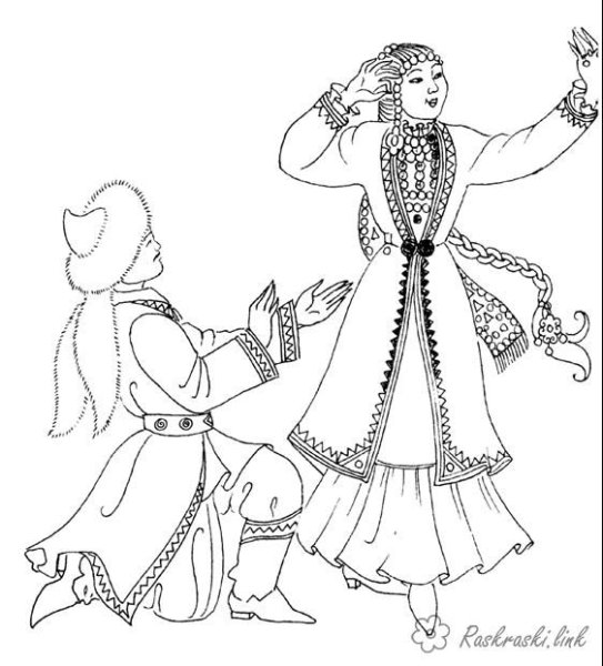 Раскраска национальный костюм башкир