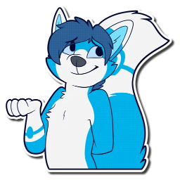 Фурри Стикеры синий Лис