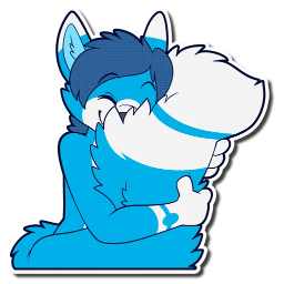 Фурри Стикеры синий Лис