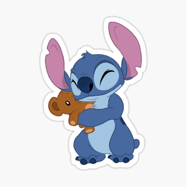 Стич на белом фоне с сердечками