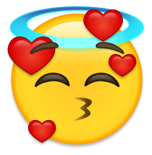 Смайлик с сердечками вокруг