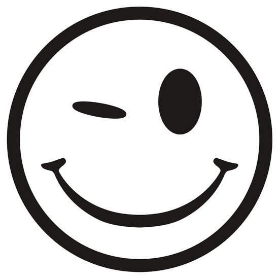 Подмигивающий смайлик черно белый