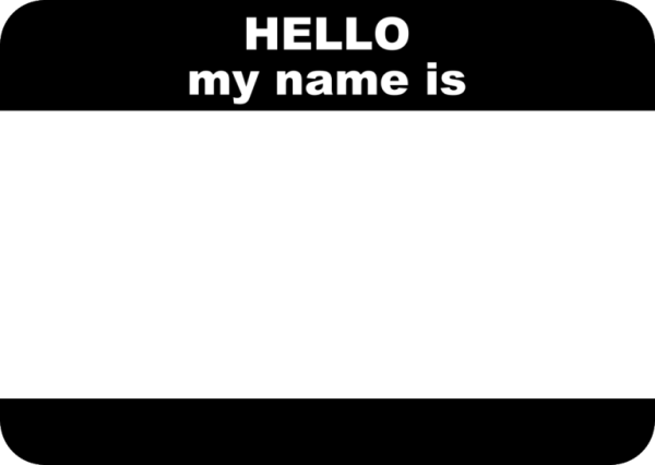 Пустой стикер hello my name is