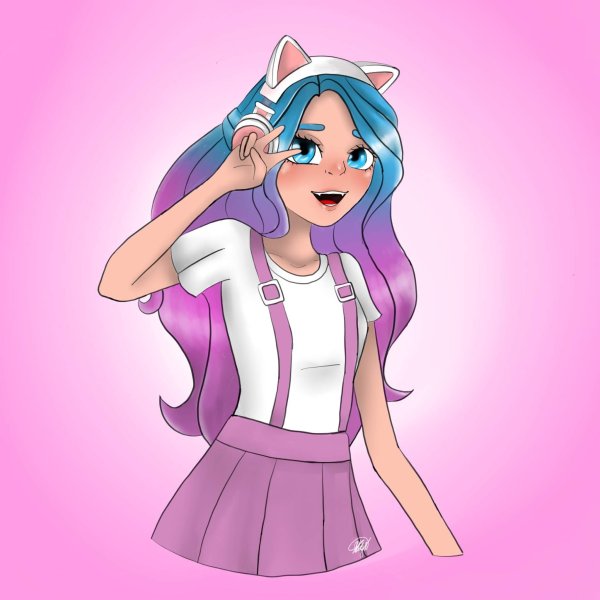 Стикер розовая кошка