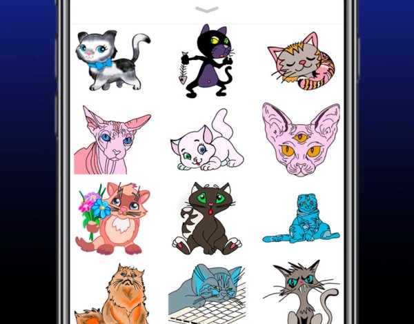 Котик художник стикер