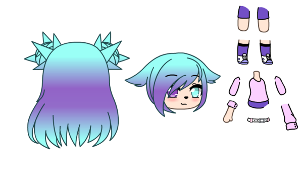 Гача лайф тело с волосами и глазами