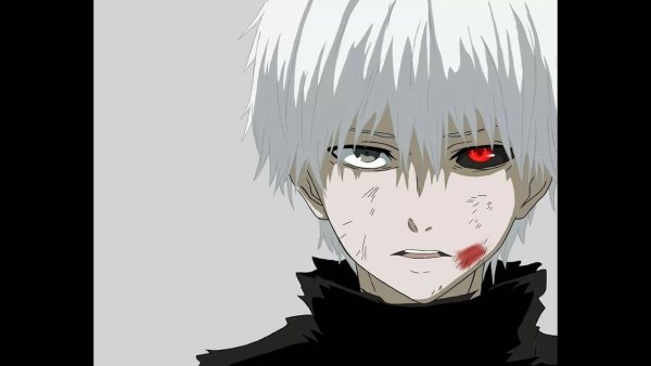 Канеки Кен на белом фоне