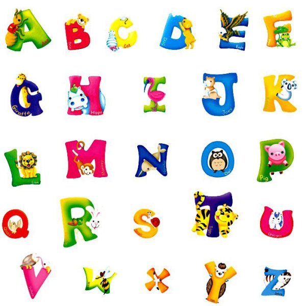 Мультяшные буквы английского алфавита