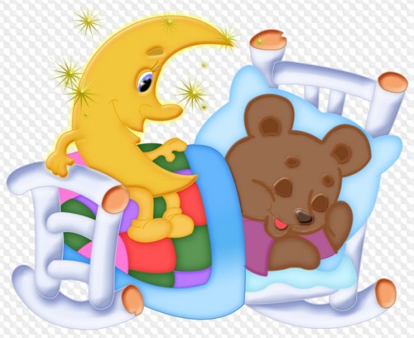 Медвежонок спит в кроватке