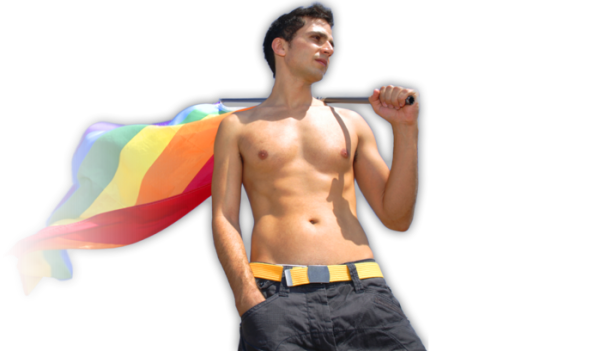 Голый мужчина на прозрачном фоне