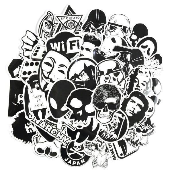 Стикеры чёрно белые