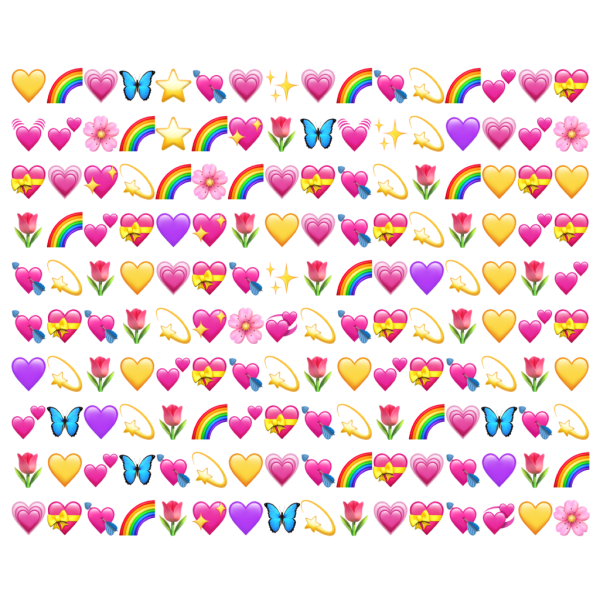 Много смайликов сердечек