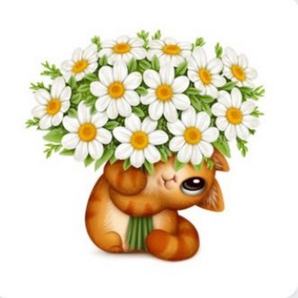 Смайлик с цветами