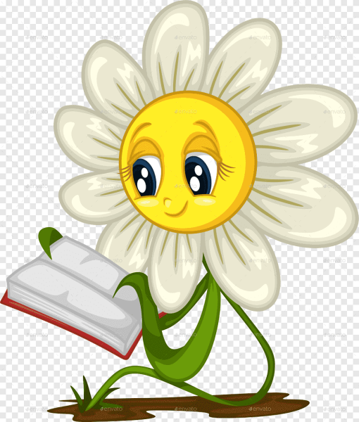 Смайлик цветочек на белом фоне