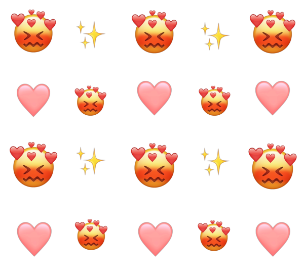 Смайлик сердечко на белом фоне