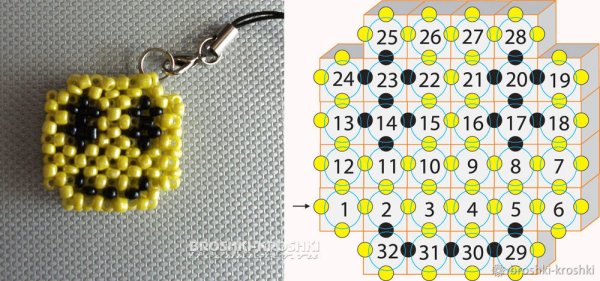 Смайлик из бисера схема