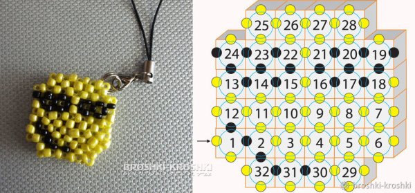 Смайлик из бисера схема