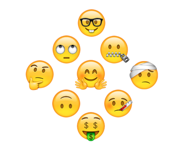 Набор смайликов на прозрачном фоне