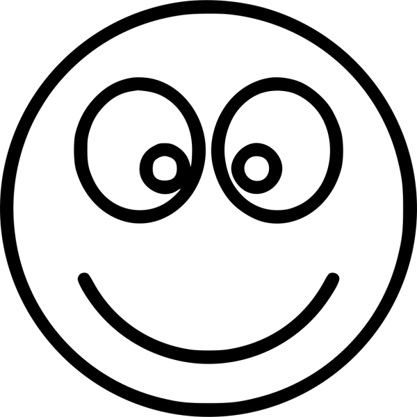 Смайлик черно-белый на прозрачном фоне