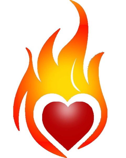 Смайлик сердечко в огне