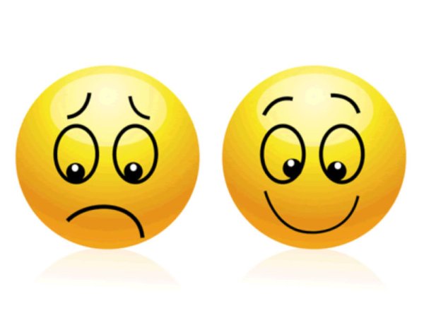 Грустный и веселый смайлик