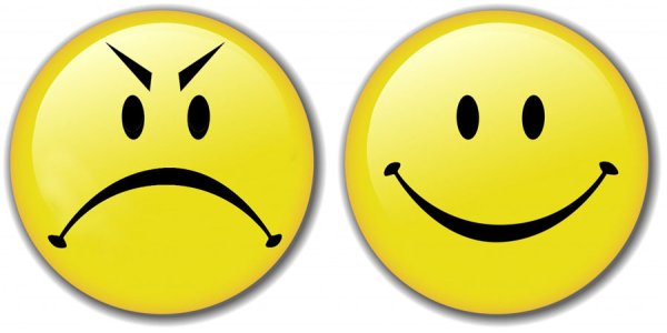 Грустный и веселый смайлик