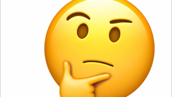 Думающий смайлик на прозрачном фоне